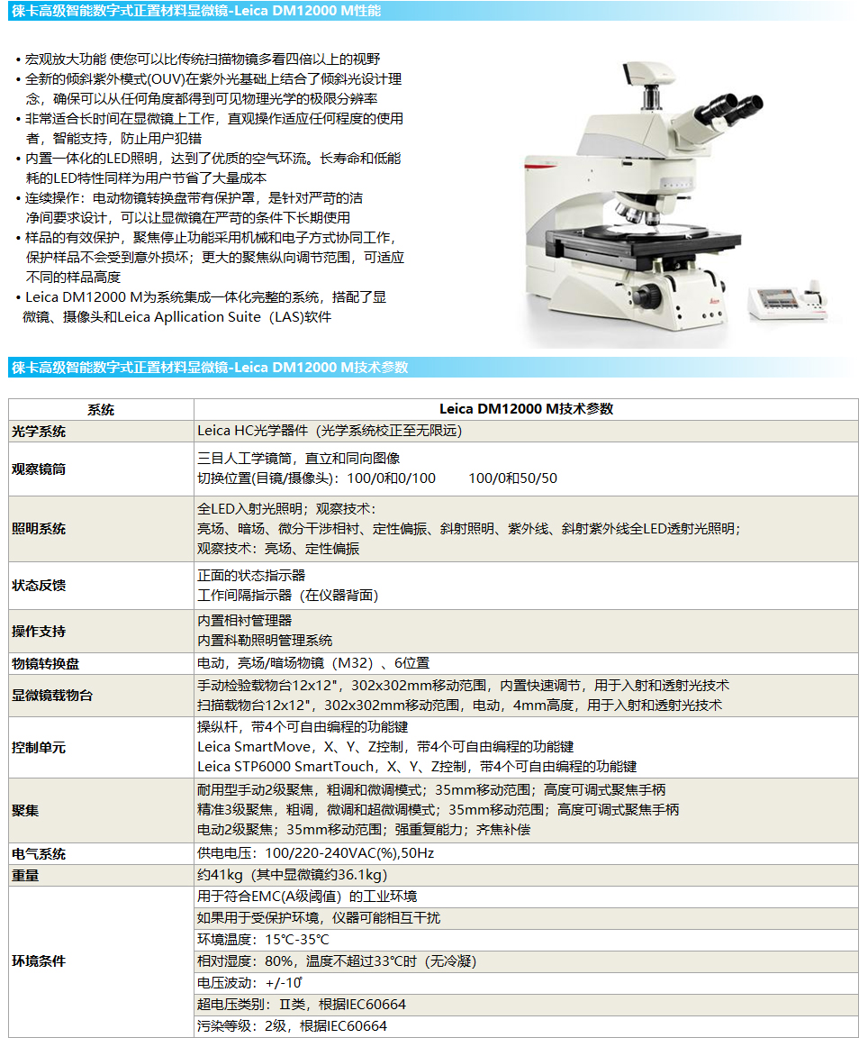 徕卡正置材料显微镜智能数字式-Leica DM12000 M